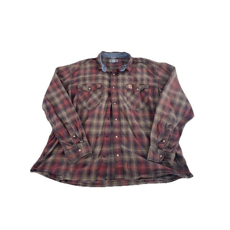 Mens Classic Relaxed Fit Multicolor Plaid Snap-Down Shirt Size 2Xl