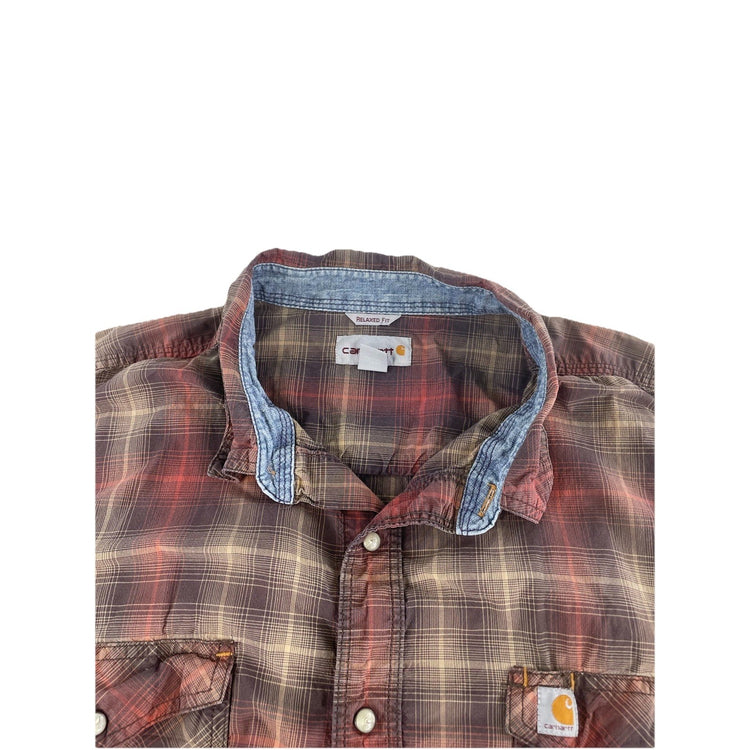 Mens Classic Relaxed Fit Multicolor Plaid Snap-Down Shirt Size 2Xl