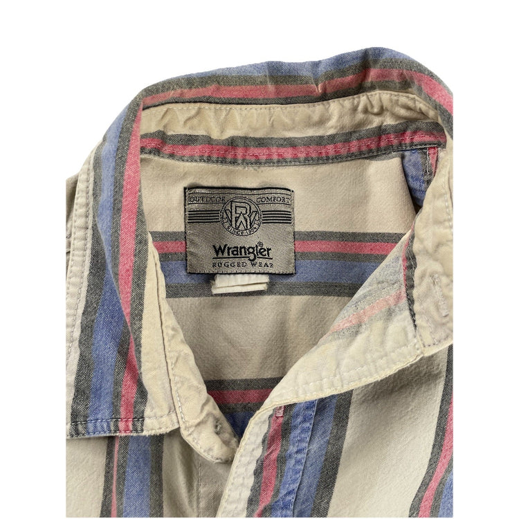 Men’s Wrangler(RW) Long Sleeve, Multicolor Stripe, Outdoor Button-Up Shirt SizeL