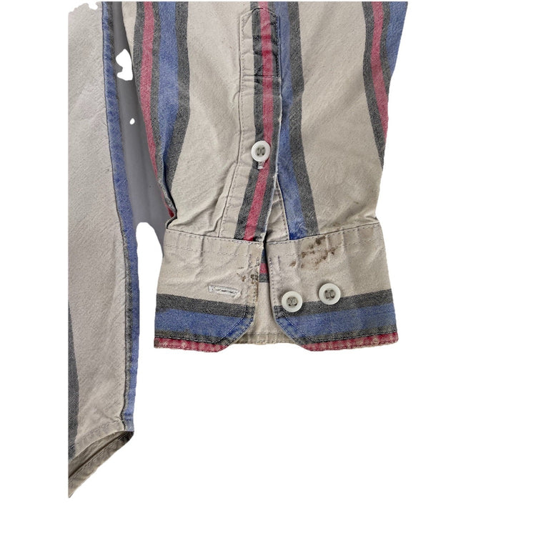 Men’s Wrangler(RW) Long Sleeve, Multicolor Stripe, Outdoor Button-Up Shirt SizeL
