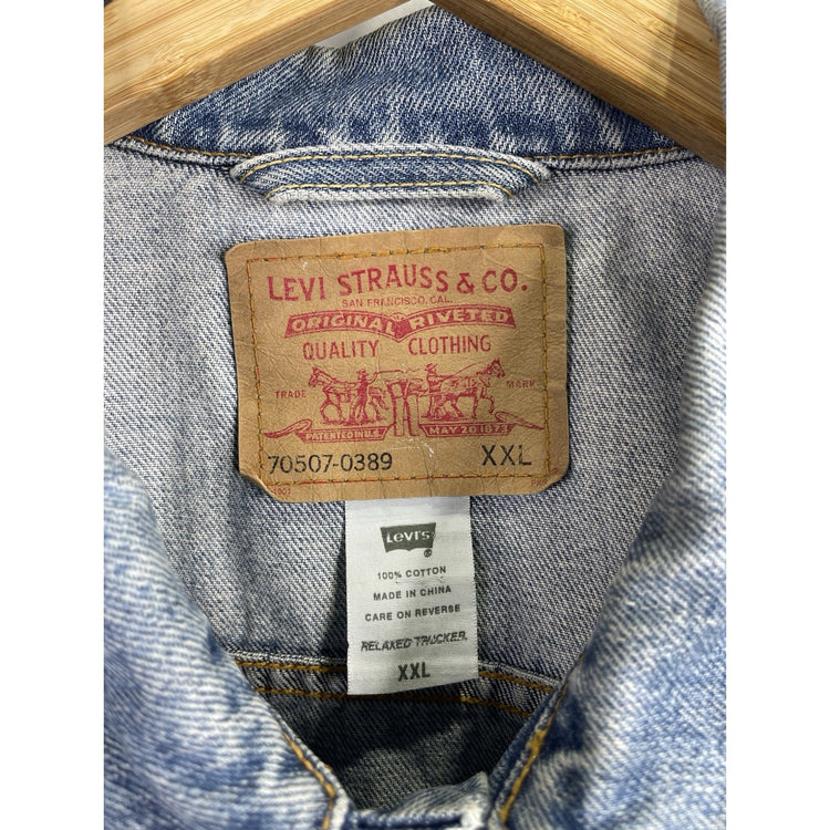 Men’s Vintage Levi Strauss & Co. Relaxed Light Blue Denim Trucker Jacket Sz 2XL