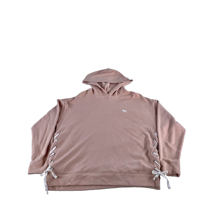 Womens Victoria's Secret PINK Side Lace-Up Pullover Hoodie Light Pink Size M