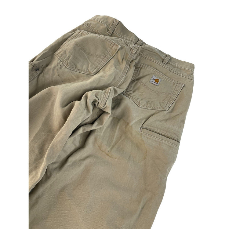 Mens Carhartt Loose Fit Utility Work Cargo Pants Tan-Brown Size 32x30