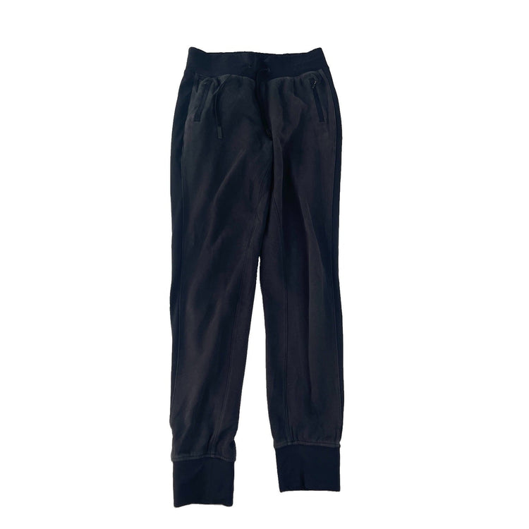 Womens Lululemon Black Scuba Fleece Lined Pocket Drawstring Joggers SIZE 4