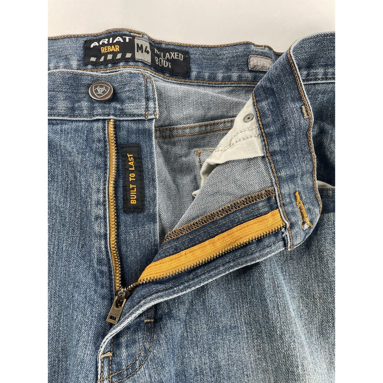 Mens Ariat REBAR M4 Relaxed Bootcut Blue Jeans Size 36/30