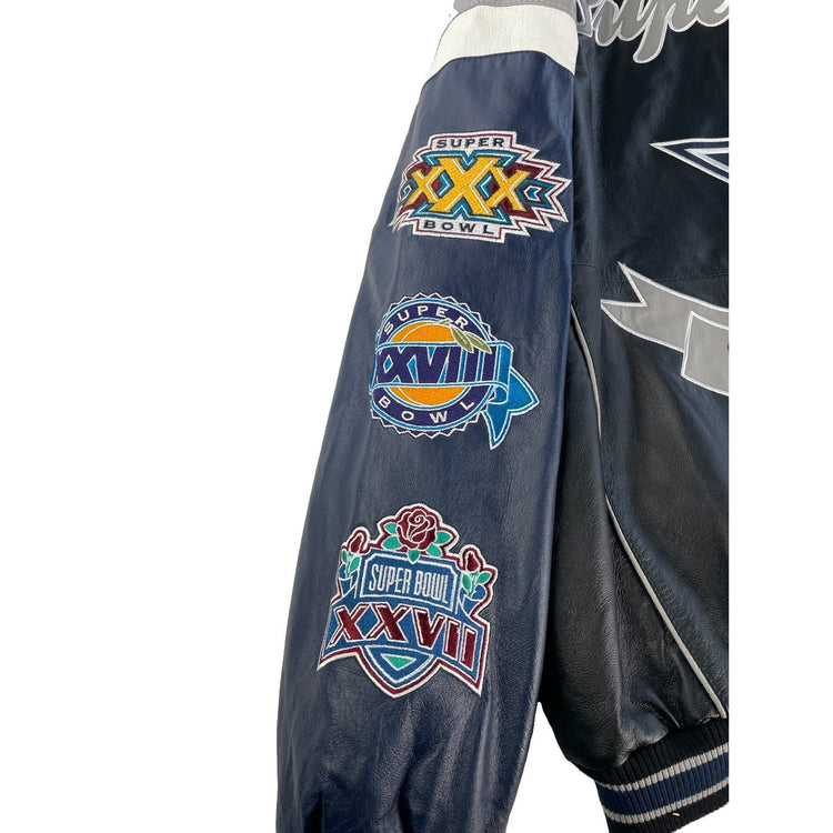 Mens Vintage Dallas Cowboys 5x Super Bowl Champs Leather Jacket Size 2XL Varsity