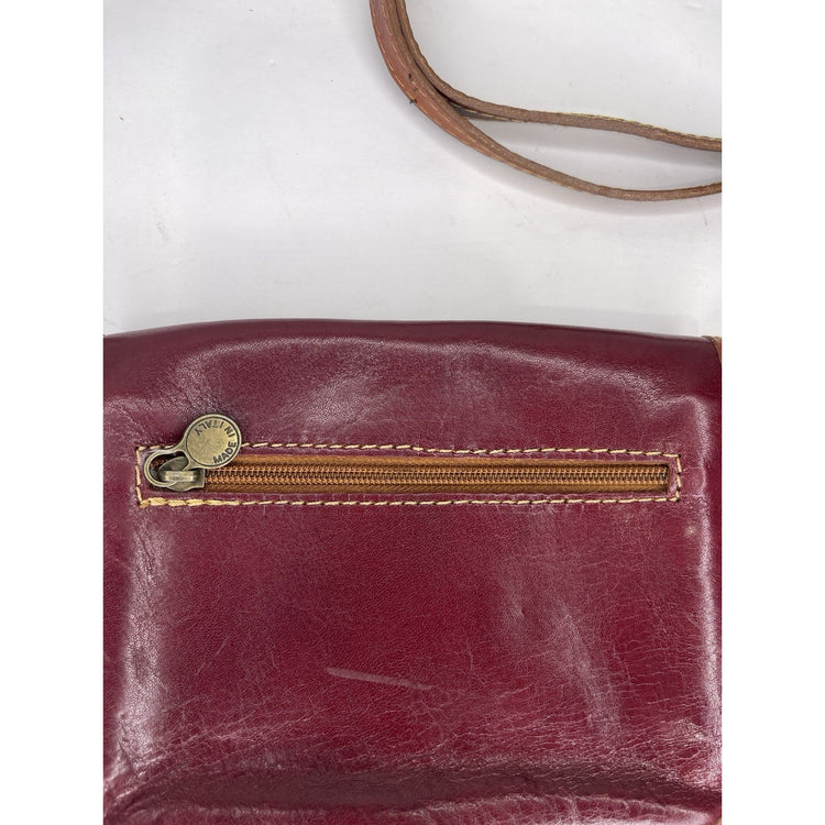 Vera Pelle Florence Made In Italy Wine Red Cowhide Leather Crossbody Bag