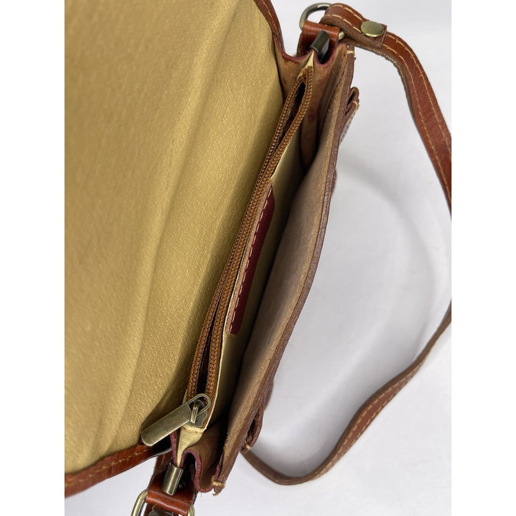 Vera Pelle Florence Made In Italy Wine Red Cowhide Leather Crossbody Bag