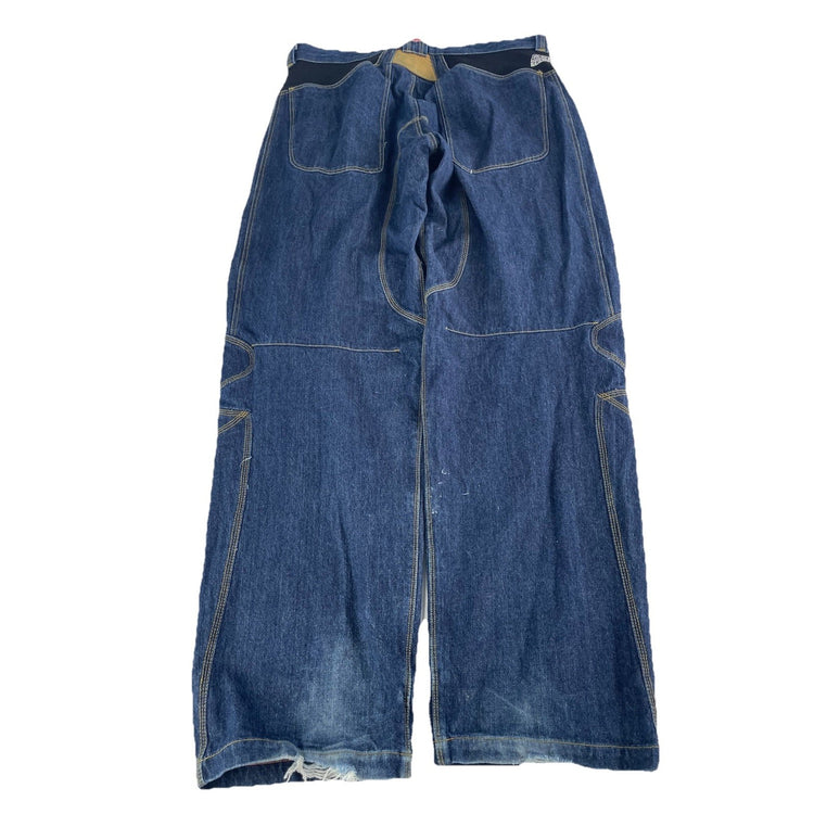 Mens Icon Moto Heavy-duty Motorcycle Baggy Blue Jeans Size 40x