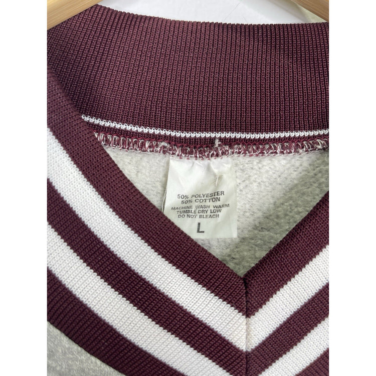 Men’s Vintage Gray Weave Texas A&M College V-Neck Sweatshirt Size XL