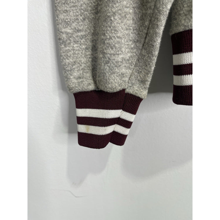 Men’s Vintage Gray Weave Texas A&M College V-Neck Sweatshirt Size XL