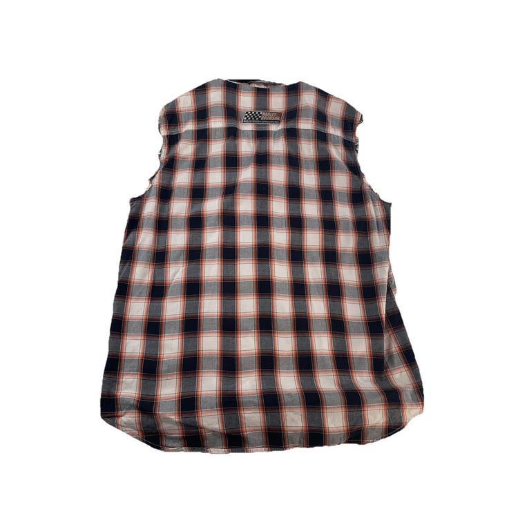 Mens Harley Davidson Multicolor Plaid Button-Down Sleeveless Shirt Size XL