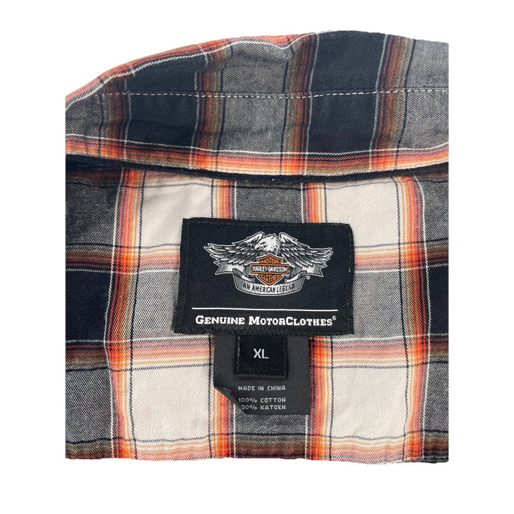 Mens Harley Davidson Multicolor Plaid Button-Down Sleeveless Shirt Size XL
