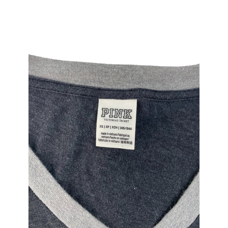 Women’s PINK Victorias Secret Gray Long Sleeve T Shirt Size XS
