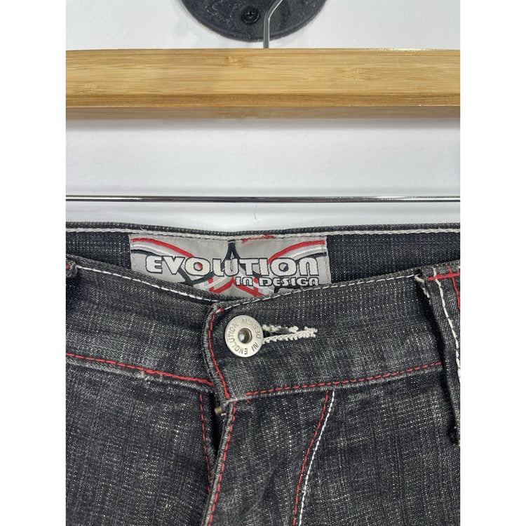 Evolution In Design Y2K Black Denim Jean Shorts Size 34