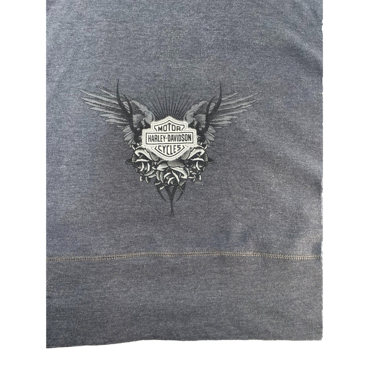 Womens Harley Davidson Motorcycle Dark Gray Hooded T-shirt With Pocket Size 3xl
