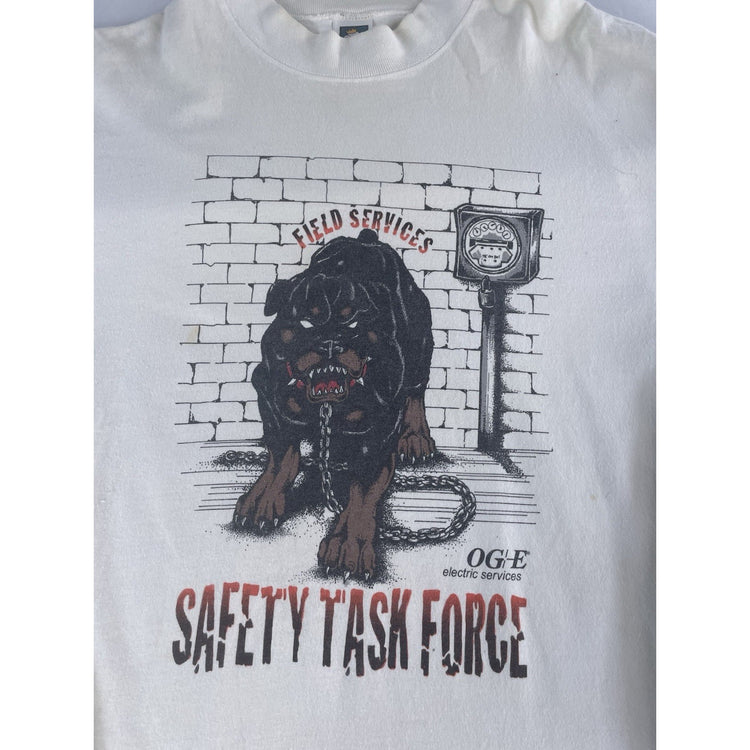 Men’s Vintage White LongSleeve Pit bull Graphic Crewneck Shirt Size 2XL