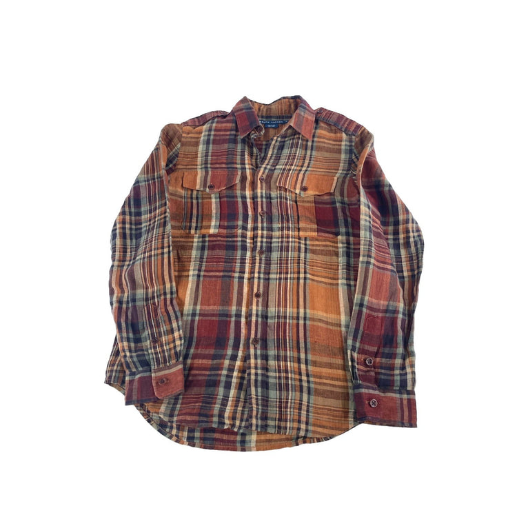 Mens Ralph Lauren Multicolor Buttondown Shirt Plaid Pattern Size 8