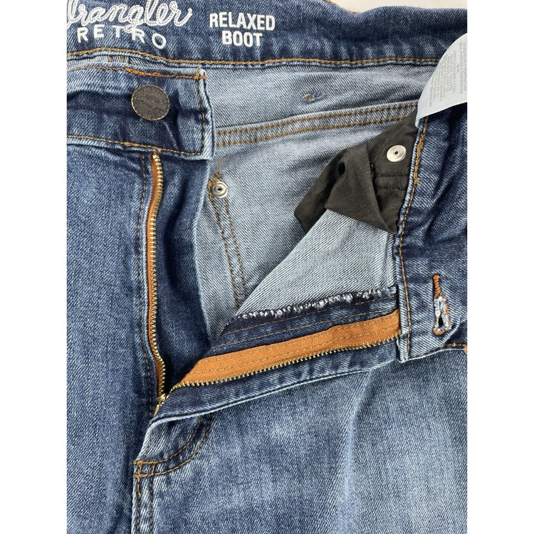 Men’s Wrangler Retro Relaxed Bootcut Blue Jeans Size 35x34