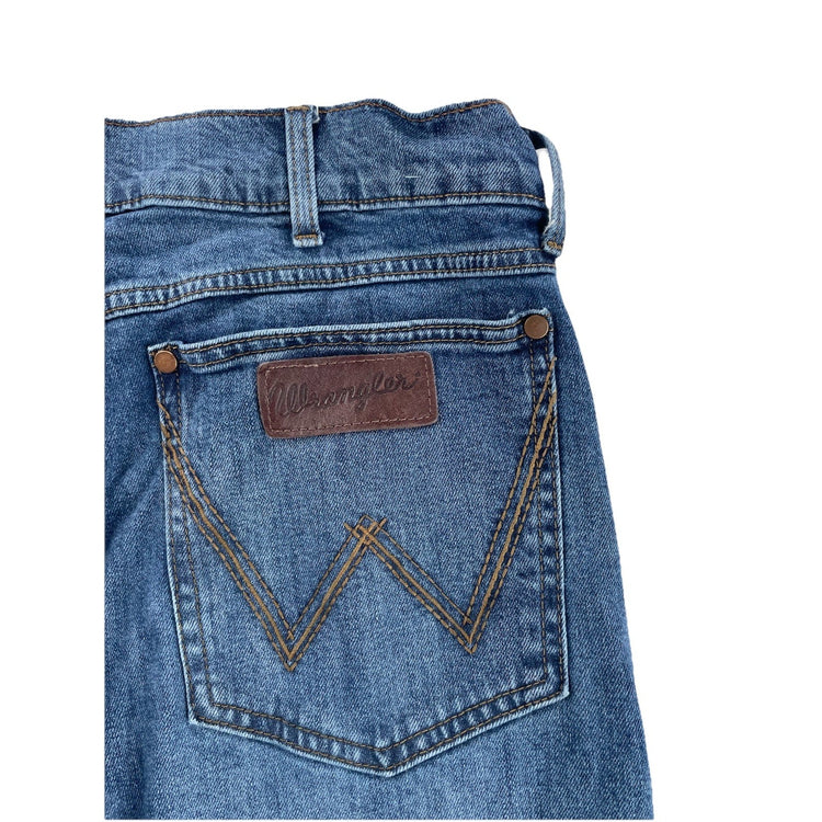 Men’s Wrangler Retro Relaxed Bootcut Blue Jeans Size 35x34