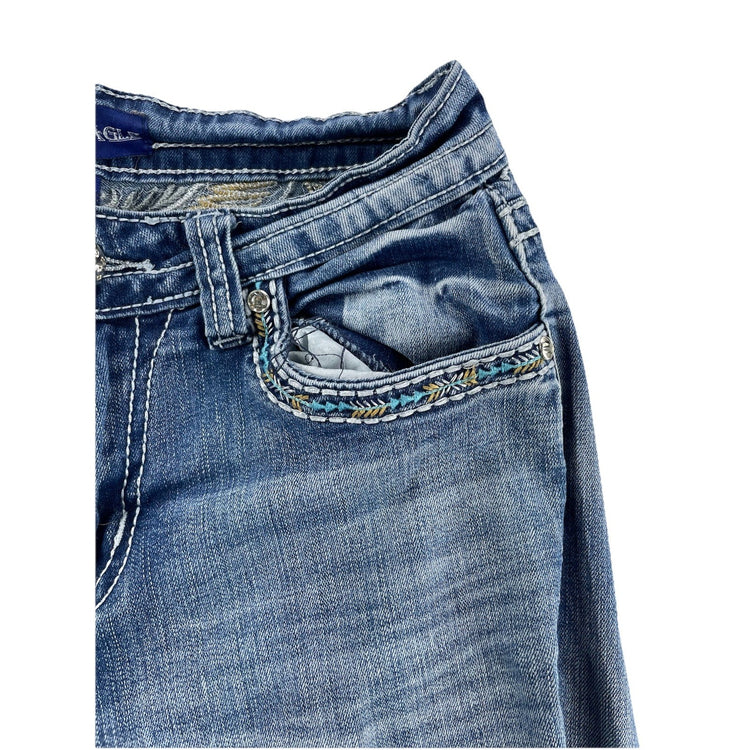 Womens Westfield Eagle Bootcut, Embellished Pockets Blue Jeans Size 5