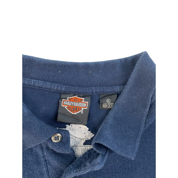 Mens Harley-Davidson Polo Shirt Navy Wilkins H-D Barre VT Embroidery Size Xl