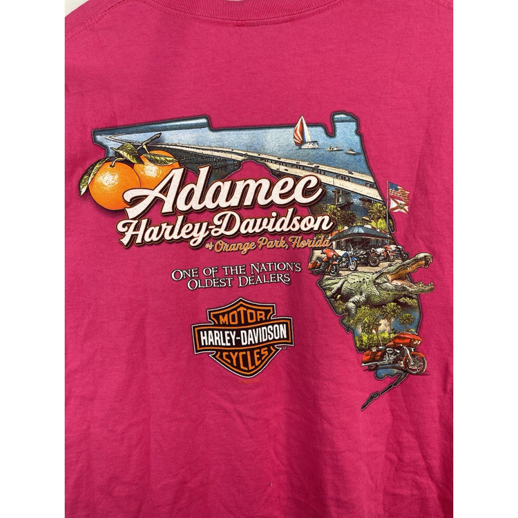 Harley Davidson Cycles Orange Park Florida Pink T-shirt Size XL