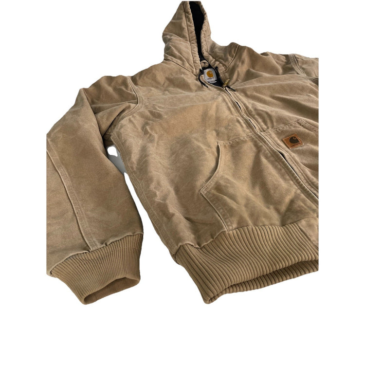 Mens Carhartt DuckCanvas Thermal QuiltLined Active Tan Khaki Jacket Size M