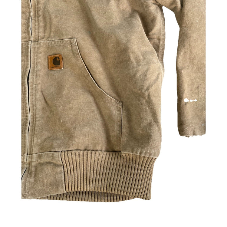 Mens Carhartt DuckCanvas Thermal QuiltLined Active Tan Khaki Jacket Size M