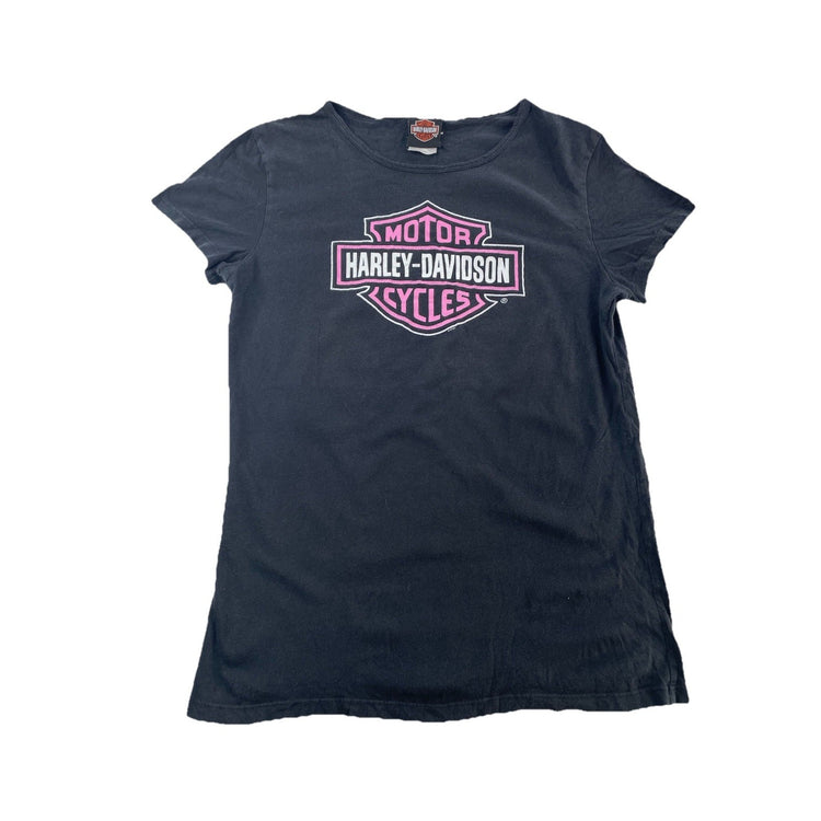 Womens Harley Davidson’s Motor Clothes Basic Graphic Black Tee Size S