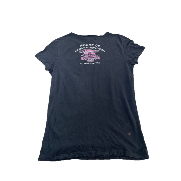 Womens Harley Davidson’s Motor Clothes Basic Graphic Black Tee Size S