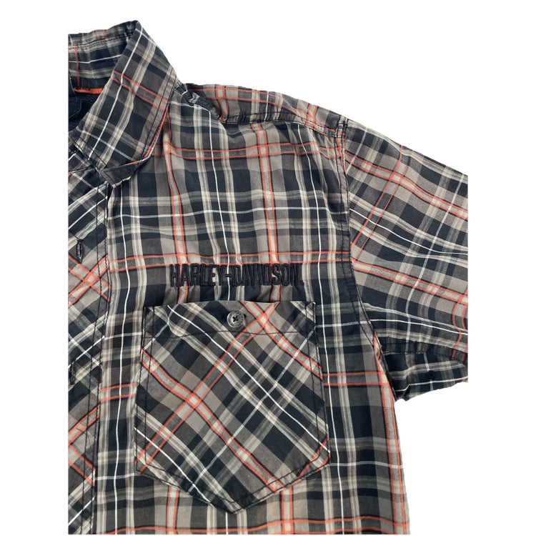 Mens Harley Davidson Multicolor ButtonUp Plaid SS Shirt Size M