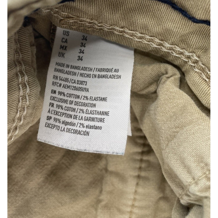 Mens American Eagle Slim Active Flex Khaki Chino Shorts Size 34