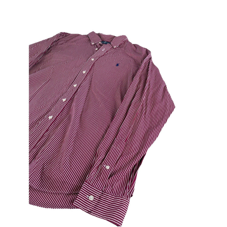 Ralph Lauren Polo Striped Button Down Shirt XXL Red White Classic Fit Cotton Men