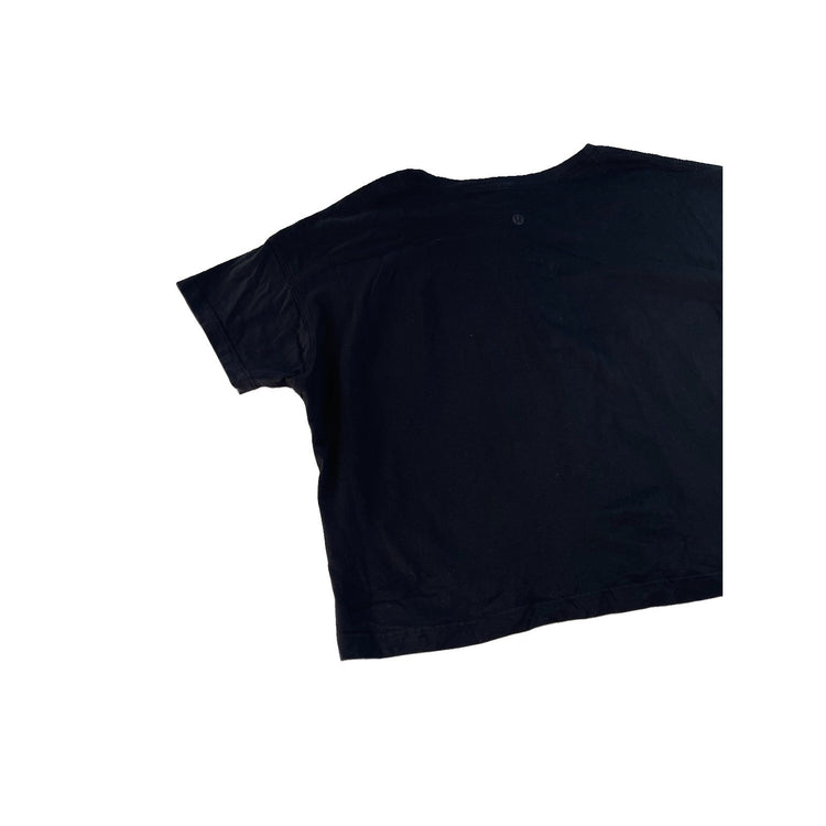 Women's Lululemon Black Short-Sleeved Cropped Crewneck T-Shirt Size L