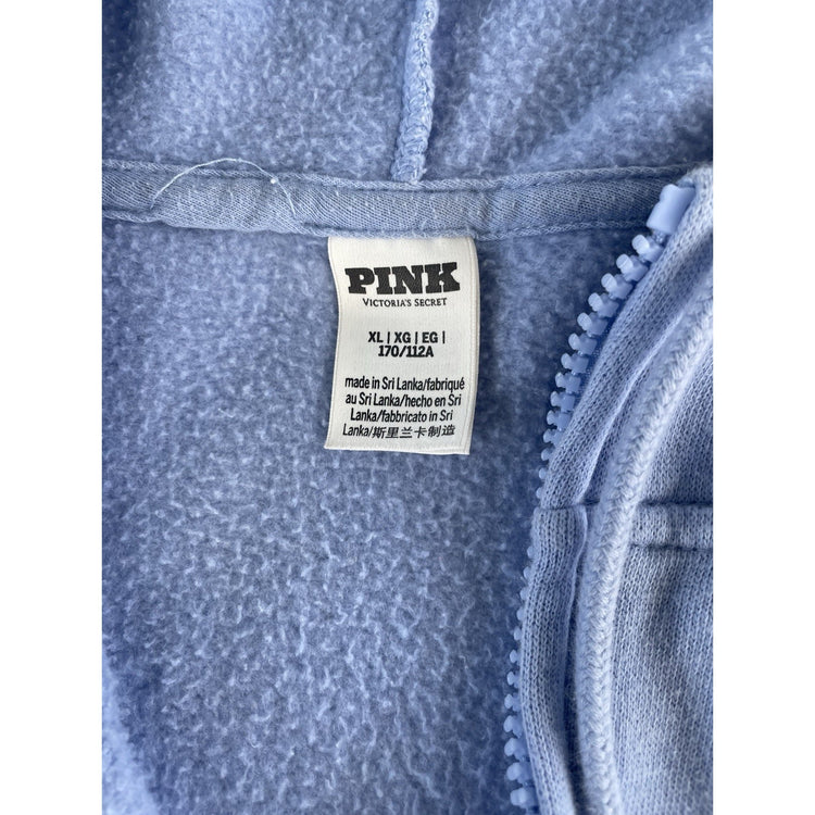Womens Victoria's Secret PINK Blue Full Zip Hoodie Size XL
