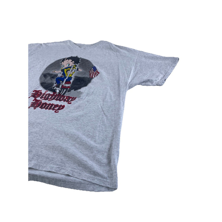 Mens Vintage 1997-2003 Gray ‘Highway Honey’ Betty Boop T Shirt Size 2XL