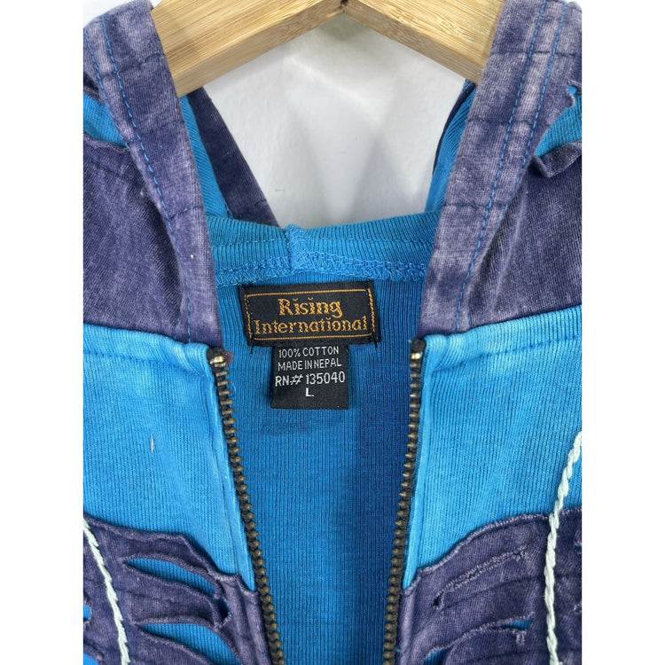 Rising International Womens Artsy Unique Full Zip Jacket Size L Boho Hippie