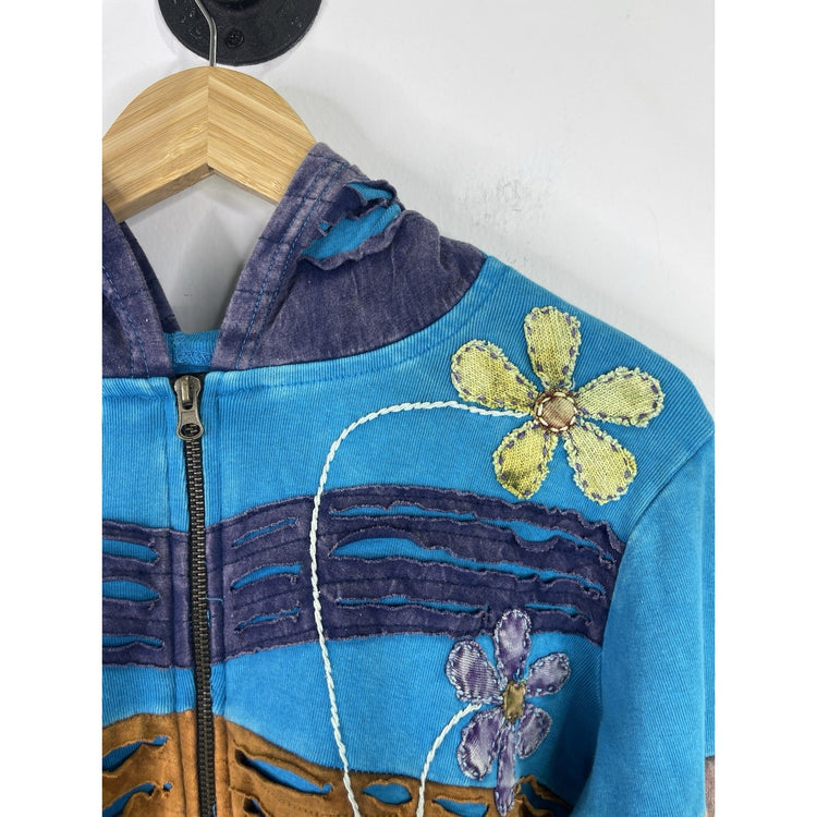 Rising International Womens Artsy Unique Full Zip Jacket Size L Boho Hippie