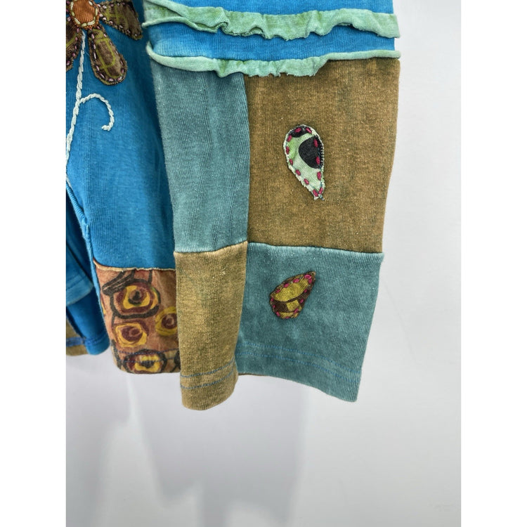 Rising International Womens Artsy Unique Full Zip Jacket Size L Boho Hippie