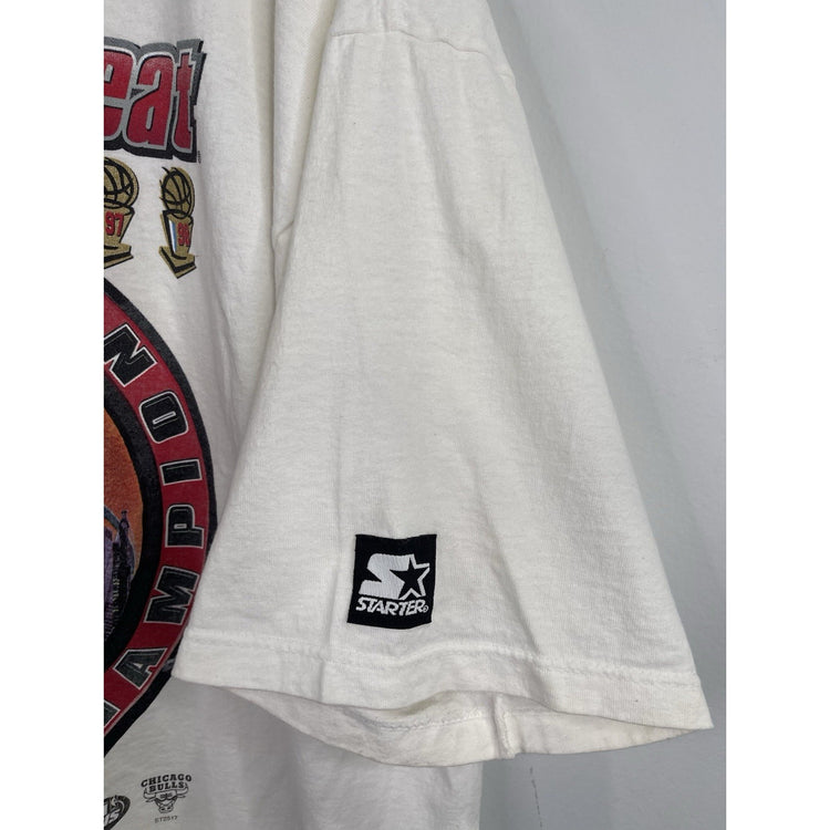 Mens Vintage Starter Chicago Bulls 1998 Repeat 3Peat NBA Champions T-shirt Sz XL