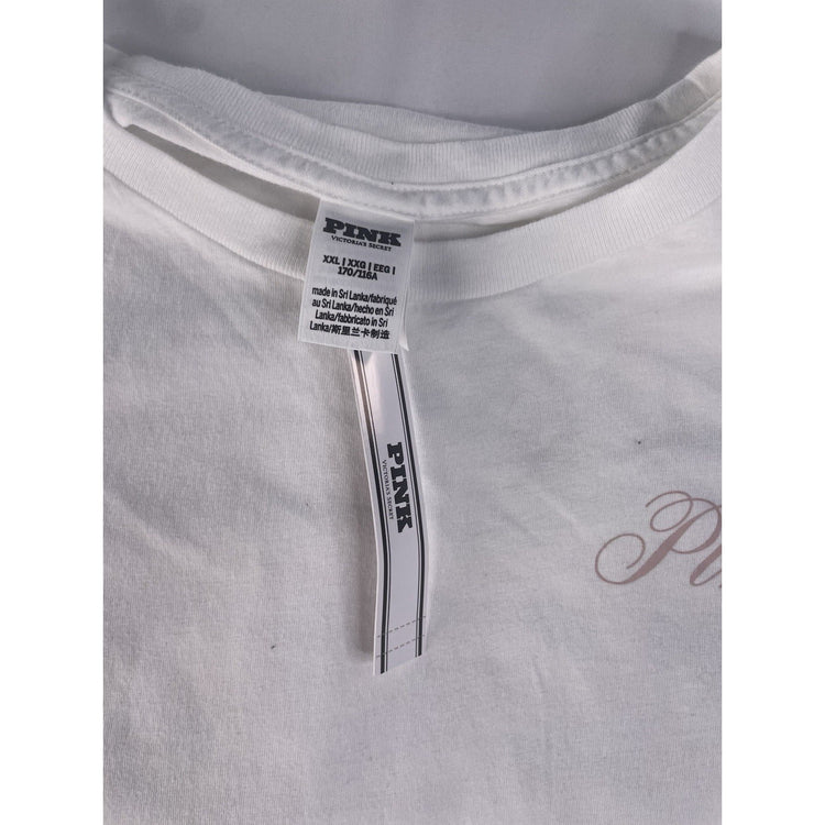 Womens PINK Victorias Secret White Car Graphic T Shirt Size 2XL