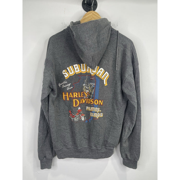 Men’s Vintage Harley Davidson Gray Double Sided Zip Up Jacket Sz L