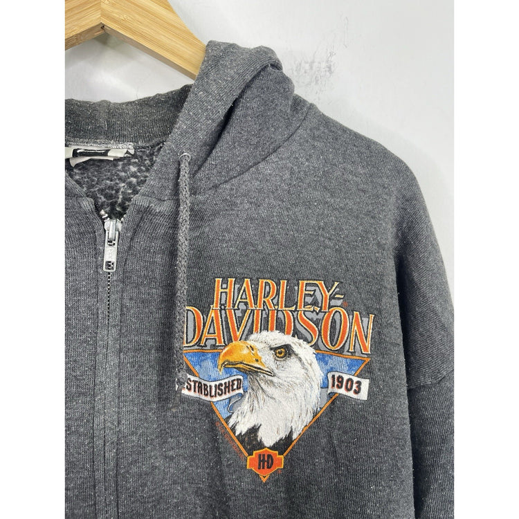 Men’s Vintage Harley Davidson Gray Double Sided Zip Up Jacket Sz L