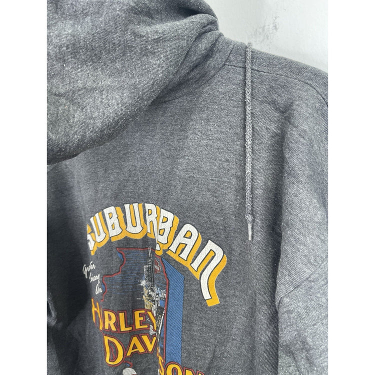 Men’s Vintage Harley Davidson Gray Double Sided Zip Up Jacket Sz L