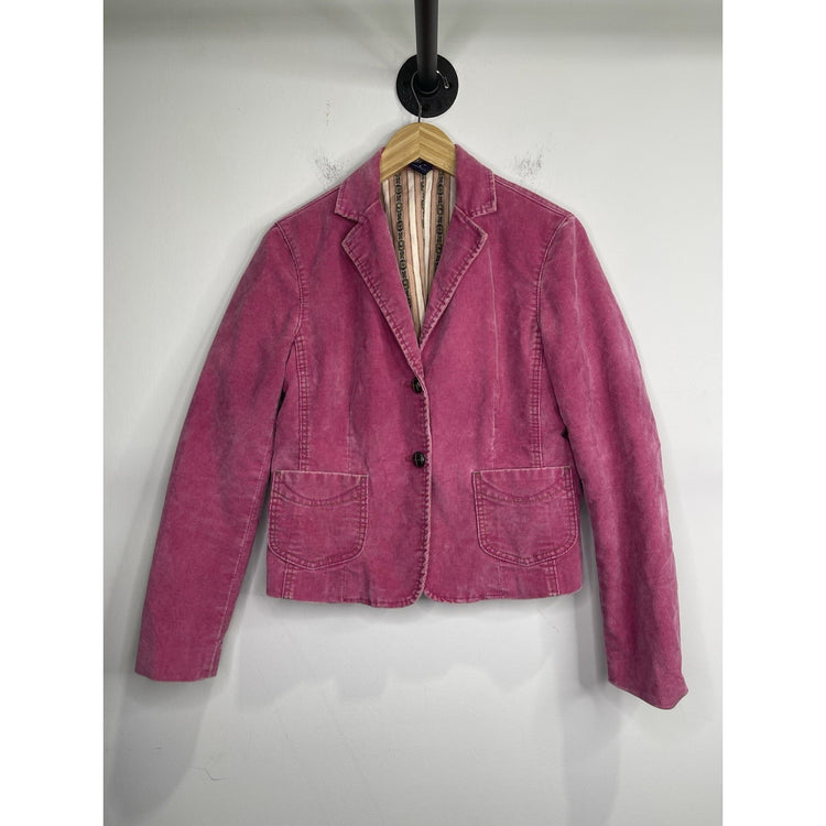 Vtg Y2K Gap Stretch Womens Sz 8 Bright Pink Corduroy Retro Button Blazer Jacket