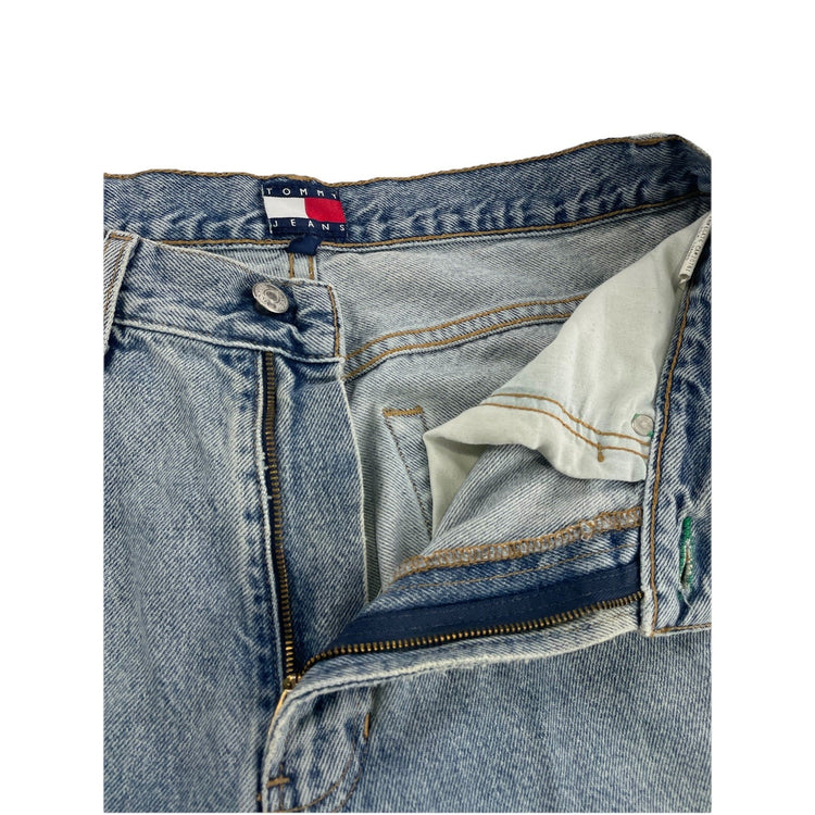 Mens Late 90s Vintage Tommy Jeans Straight Light Wash Jeans Size 31x32