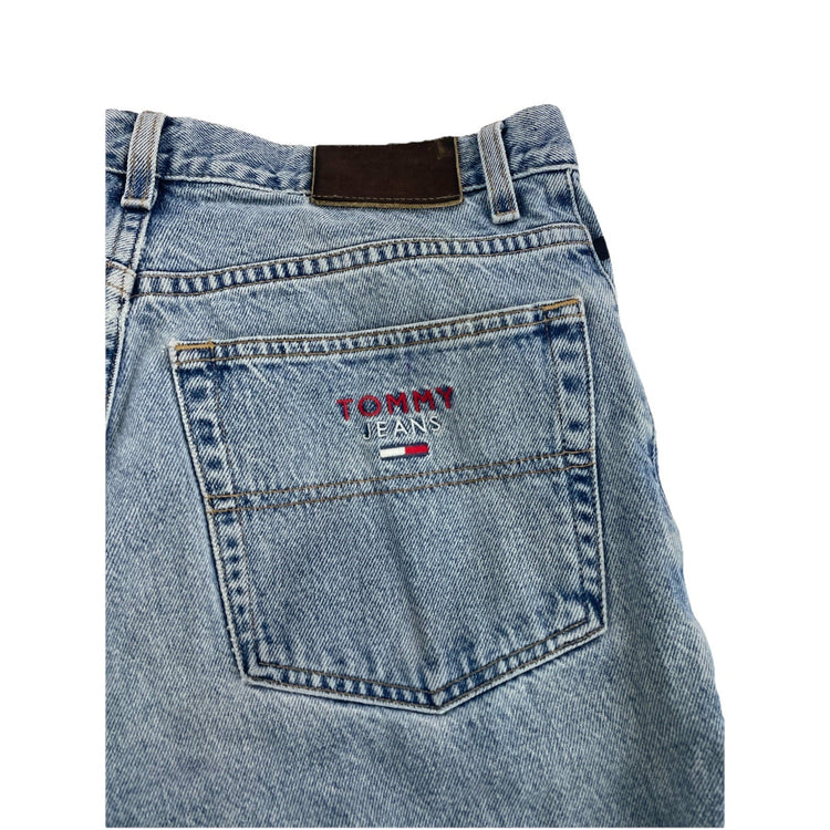 Mens Late 90s Vintage Tommy Jeans Straight Light Wash Jeans Size 31x32
