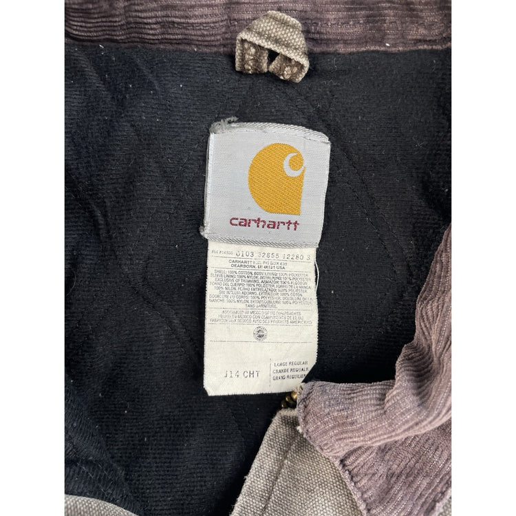 Mens Vintage Carhartt J14 CHT Detroit Jacket Quilted Lined Brown Size L Regular