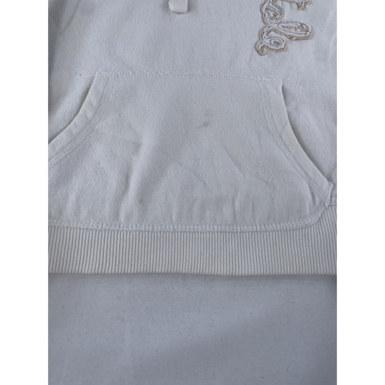 Womens Y2K Patched Aeropostale Logo White Hoodie Size Medium